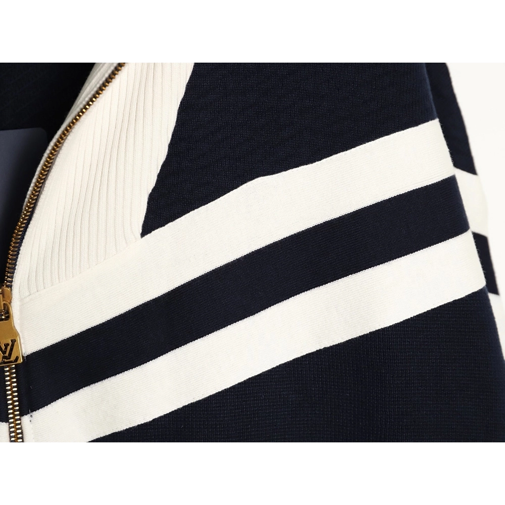 Louis Vuitton stand-collar striped color-blocked zip-up knit cardigan,Louis Vuitton