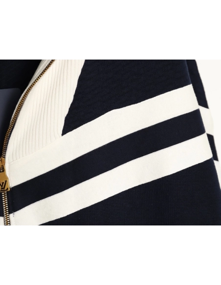 Louis Vuitton stand-collar striped color-blocked zip-up knit cardigan,Louis Vuitton