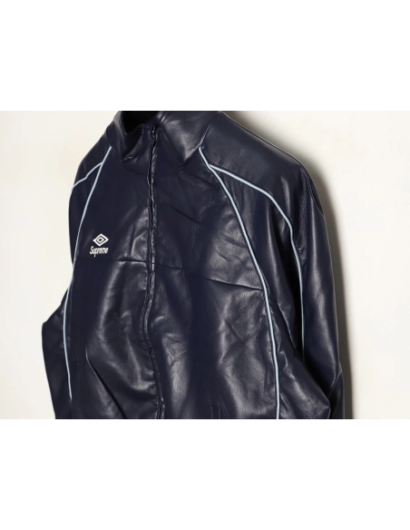 Supreme Umbro Embroidered Logo Zippered Leather Jacket TSK2,Supreme