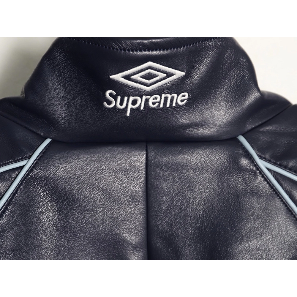 Supreme Umbro Embroidered Logo Zippered Leather Jacket TSK2,Supreme