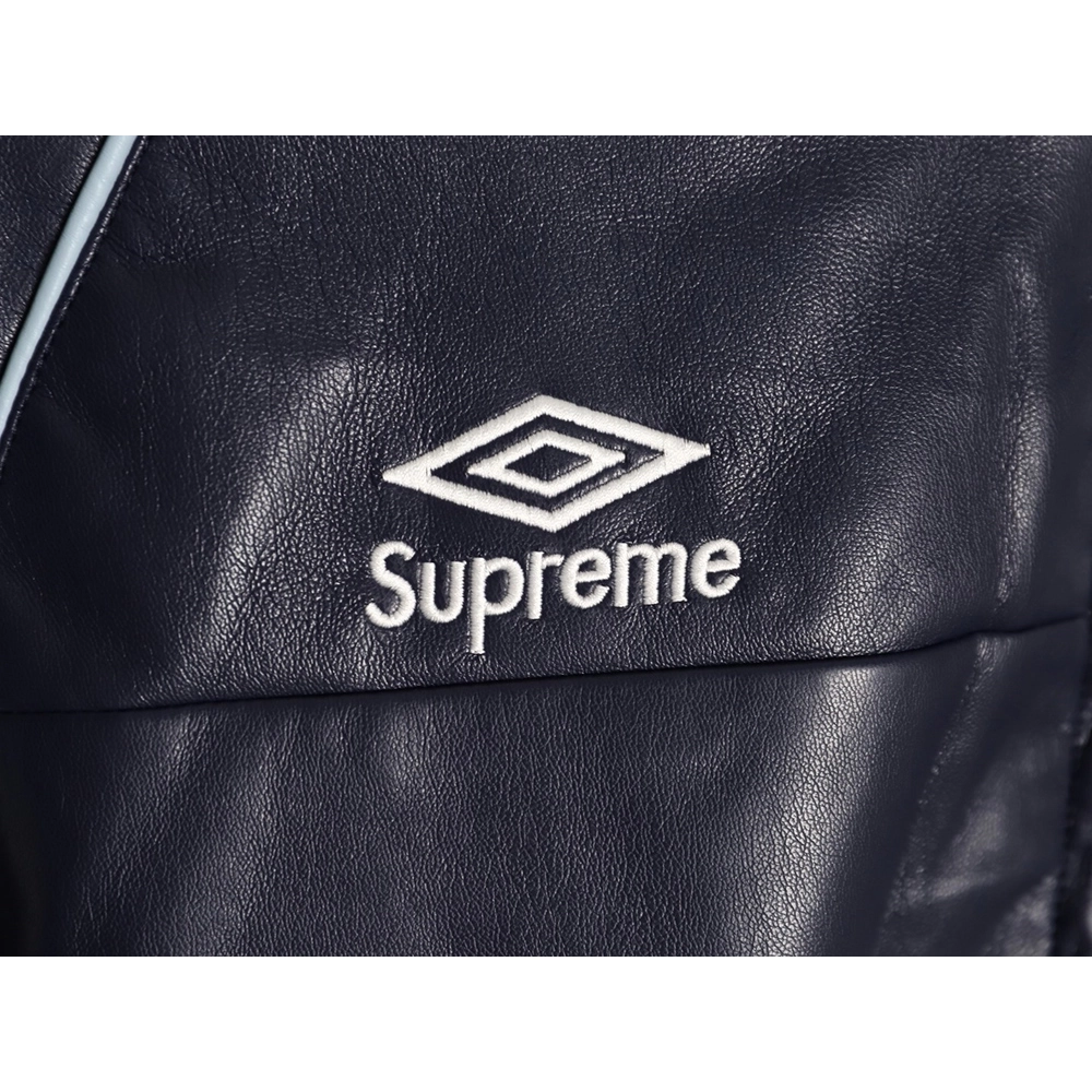 Supreme Umbro Embroidered Logo Zippered Leather Jacket TSK2,Supreme