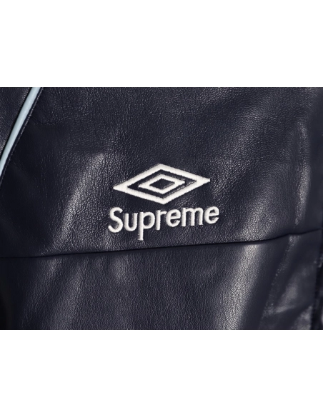 Supreme Umbro Embroidered Logo Zippered Leather Jacket TSK2,Supreme