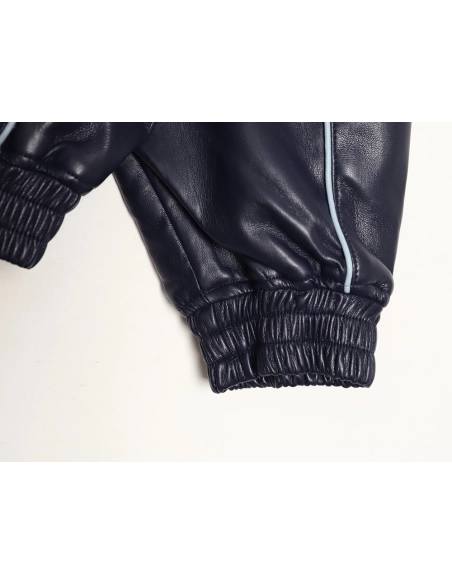 Supreme Umbro Embroidered Logo Zippered Leather Jacket TSK2,Supreme