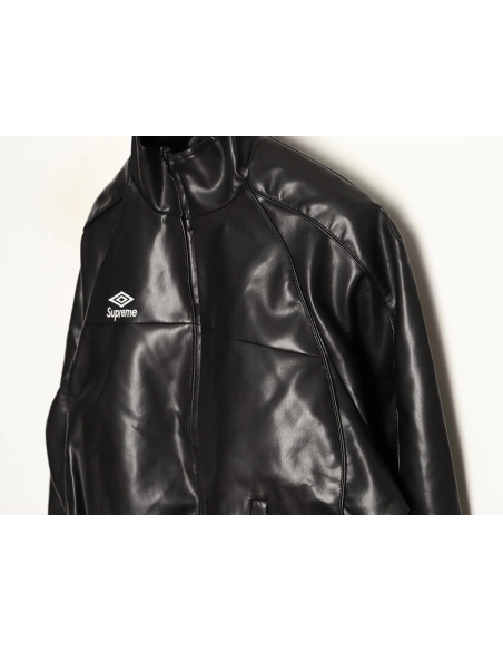 Supreme Umbro Embroidered Logo Zippered Leather Jacket TSK1,Supreme