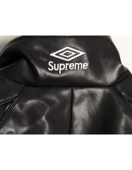 Supreme Umbro Embroidered Logo Zippered Leather Jacket TSK1,Supreme