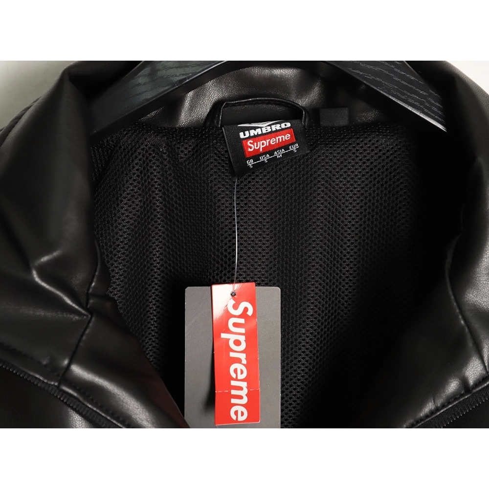Supreme Umbro Embroidered Logo Zippered Leather Jacket TSK1,Supreme