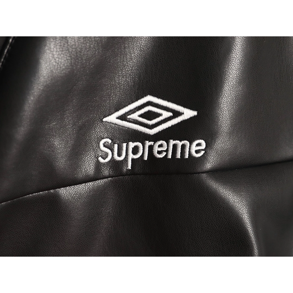Supreme Umbro Embroidered Logo Zippered Leather Jacket TSK1,Supreme
