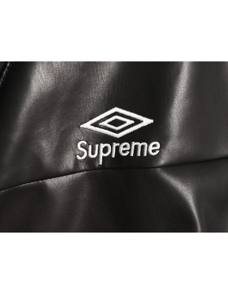 Supreme Umbro Embroidered Logo Zippered Leather Jacket TSK1,Supreme