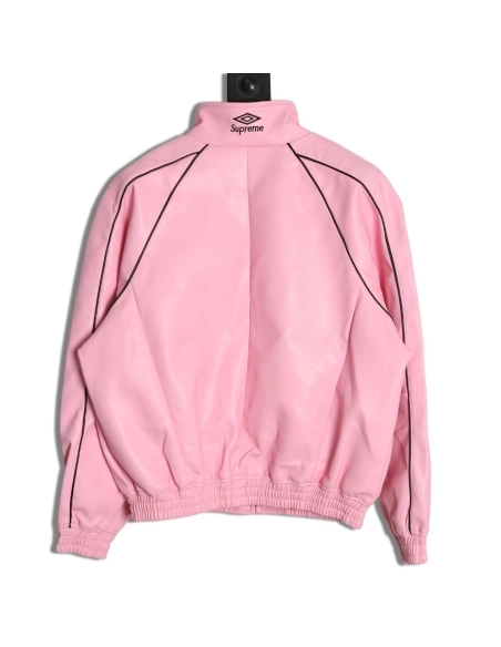 Supreme Umbro Embroidered Logo Zippered Leather Jacket,Supreme