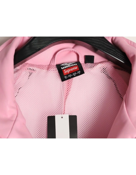 Supreme Umbro Embroidered Logo Zippered Leather Jacket,Supreme