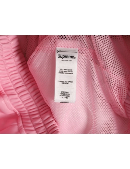 Supreme Umbro Embroidered Logo Zippered Leather Jacket,Supreme