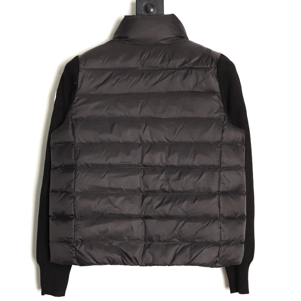 Moncler patchwork knit stand collar lightweight down jacket,Moncler