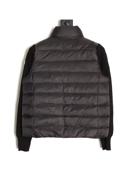 Moncler patchwork knit stand collar lightweight down jacket,Moncler