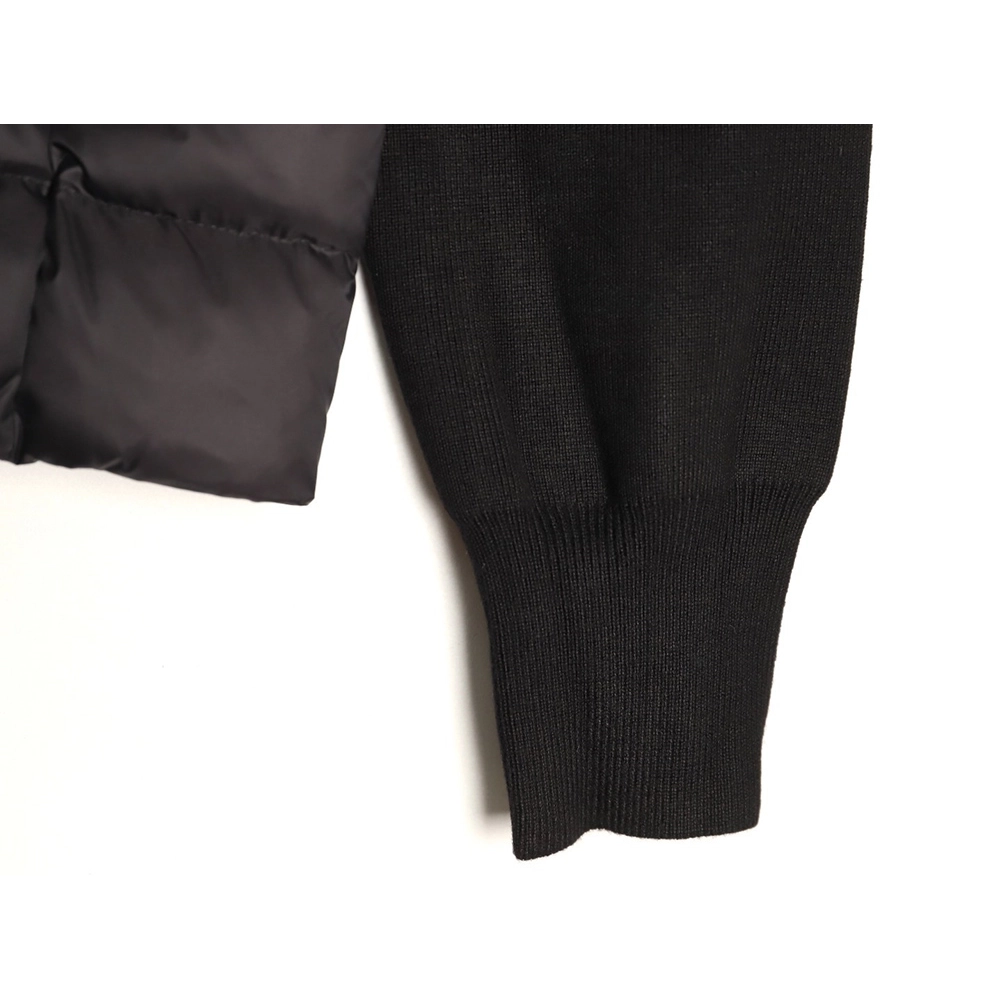 Moncler patchwork knit stand collar lightweight down jacket,Moncler