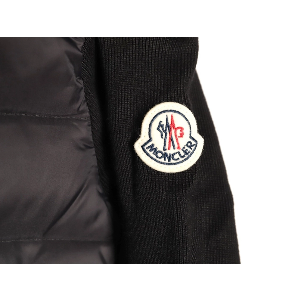 Moncler patchwork knit stand collar lightweight down jacket,Moncler