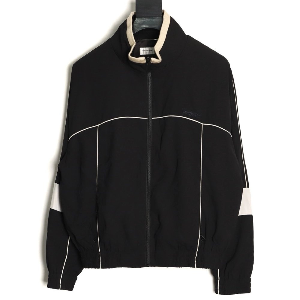 Saint Laurent Paris Striped Stand Collar Jacket,Saint Laurent