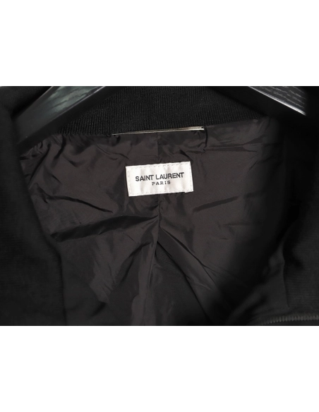 Saint Laurent Paris Striped Stand Collar Jacket,Saint Laurent