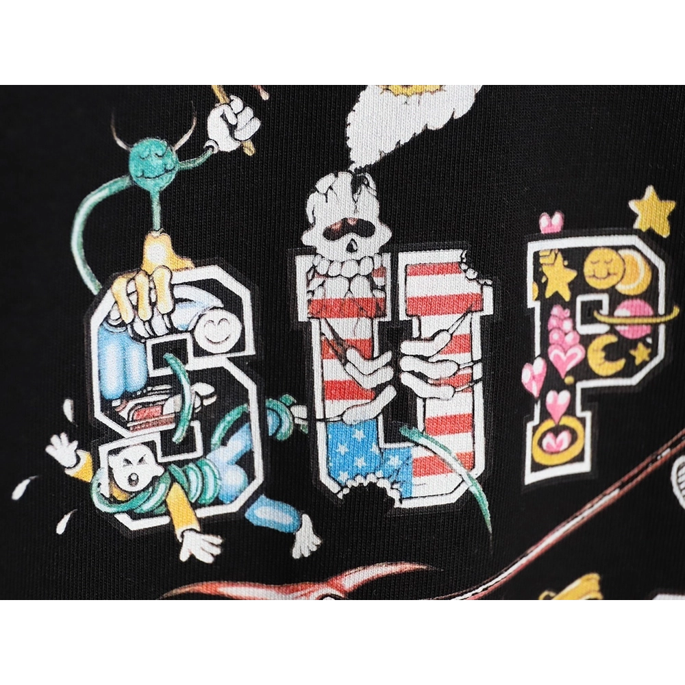 Supreme Cartoon Logo Letter Print Crew Neck Short Sleeve T-Shirt,Supreme