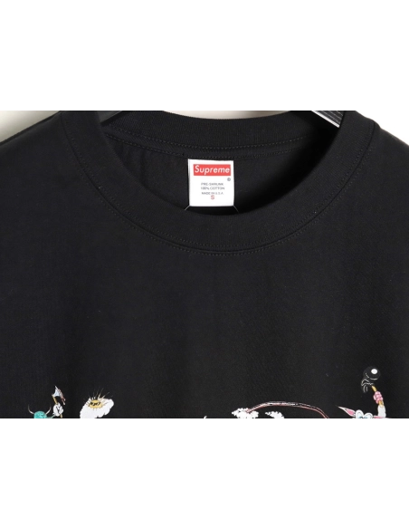Supreme Cartoon Logo Letter Print Crew Neck Short Sleeve T-Shirt,Supreme