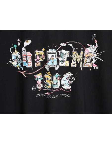 Supreme Cartoon Logo Letter Print Crew Neck Short Sleeve T-Shirt,Supreme