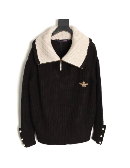 Louis Vuitton wool blend half-zip pullover knit sweater,Louis Vuitton