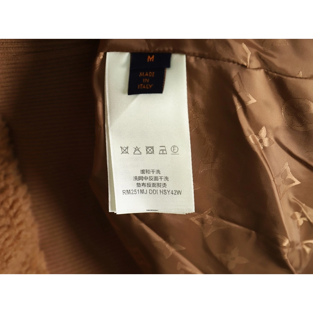 Louis Vuitton leather logo shearling stand-collar jacket,Louis Vuitton