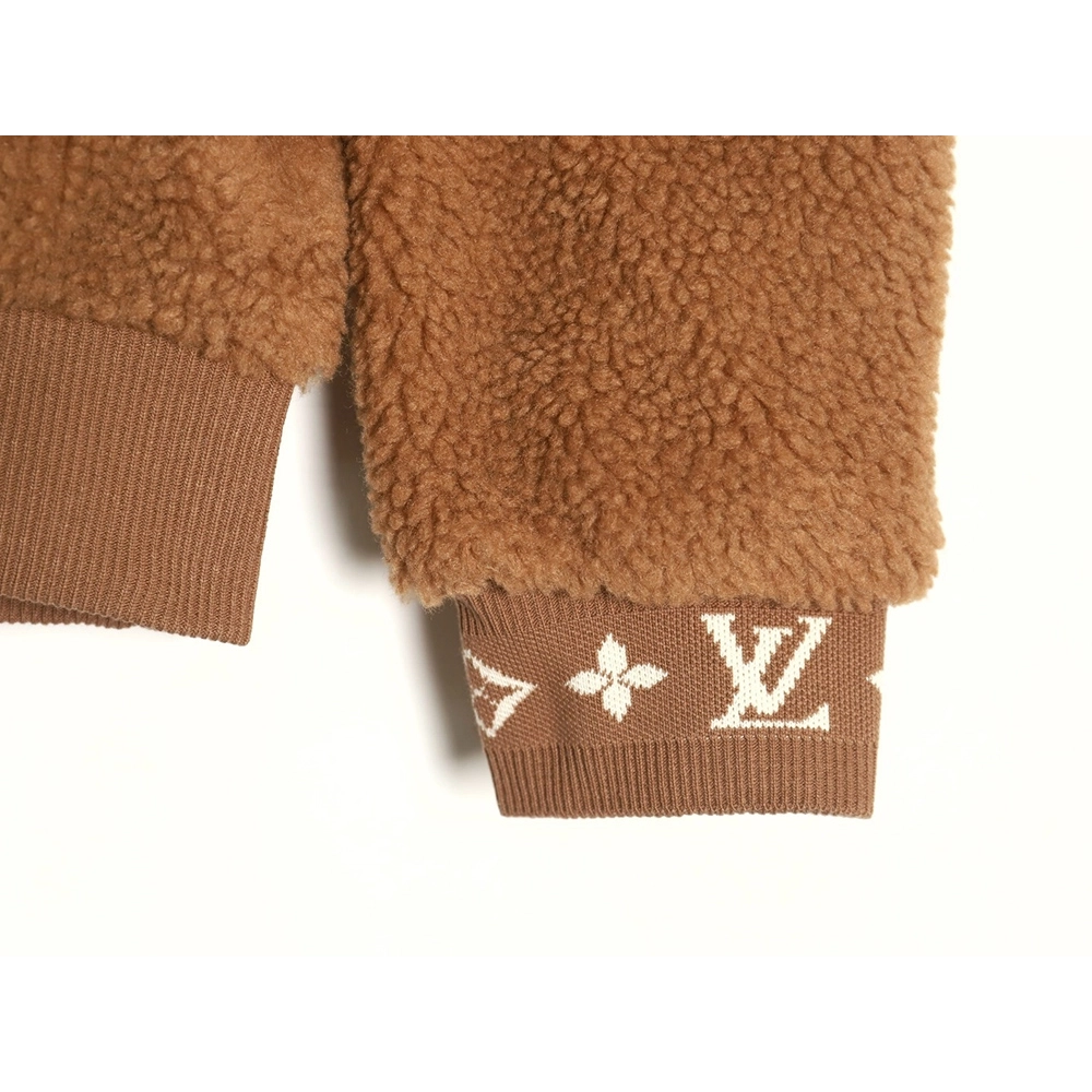 Louis Vuitton leather logo shearling stand-collar jacket,Louis Vuitton