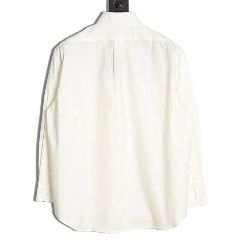 Prada round logo embroidered long-sleeved shirt,Prada