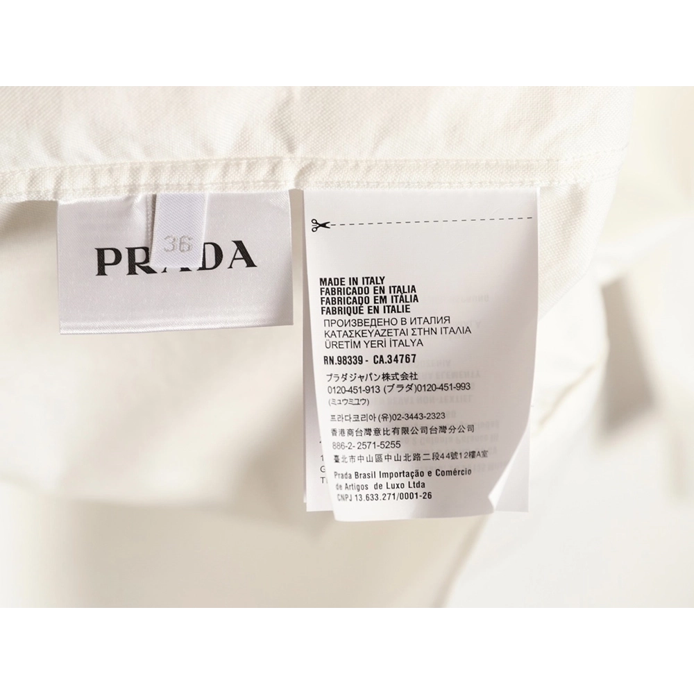 Prada round logo embroidered long-sleeved shirt,Prada