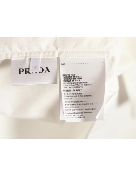 Prada round logo embroidered long-sleeved shirt,Prada