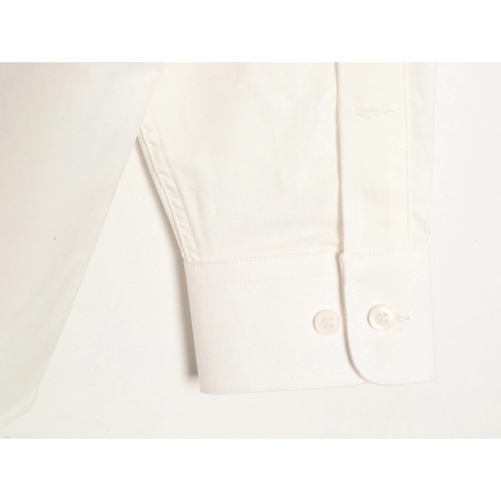 Prada round logo embroidered long-sleeved shirt,Prada