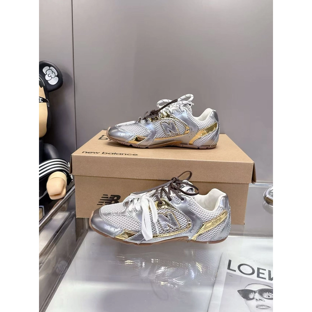 New Balance Miu Miu 530 SL metallic leather and mesh  sneakers,NEW BALANCE Shoes