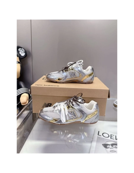 New Balance Miu Miu 530 SL metallic leather and mesh  sneakers,NEW BALANCE Shoes