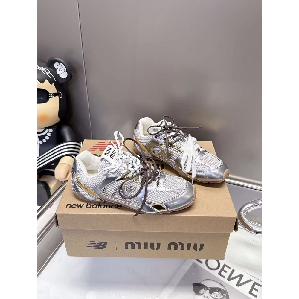 New Balance Miu Miu 530 SL metallic leather and mesh  sneakers,NEW BALANCE Shoes