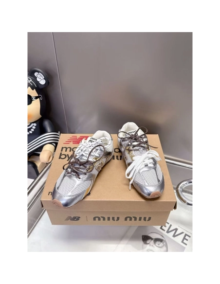 New Balance Miu Miu 530 SL metallic leather and mesh  sneakers,NEW BALANCE Shoes