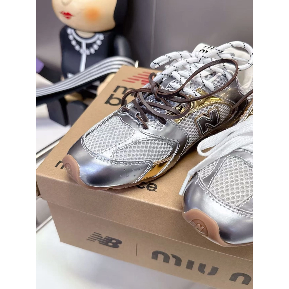 New Balance Miu Miu 530 SL metallic leather and mesh  sneakers,NEW BALANCE Shoes