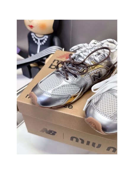 New Balance Miu Miu 530 SL metallic leather and mesh  sneakers,NEW BALANCE Shoes