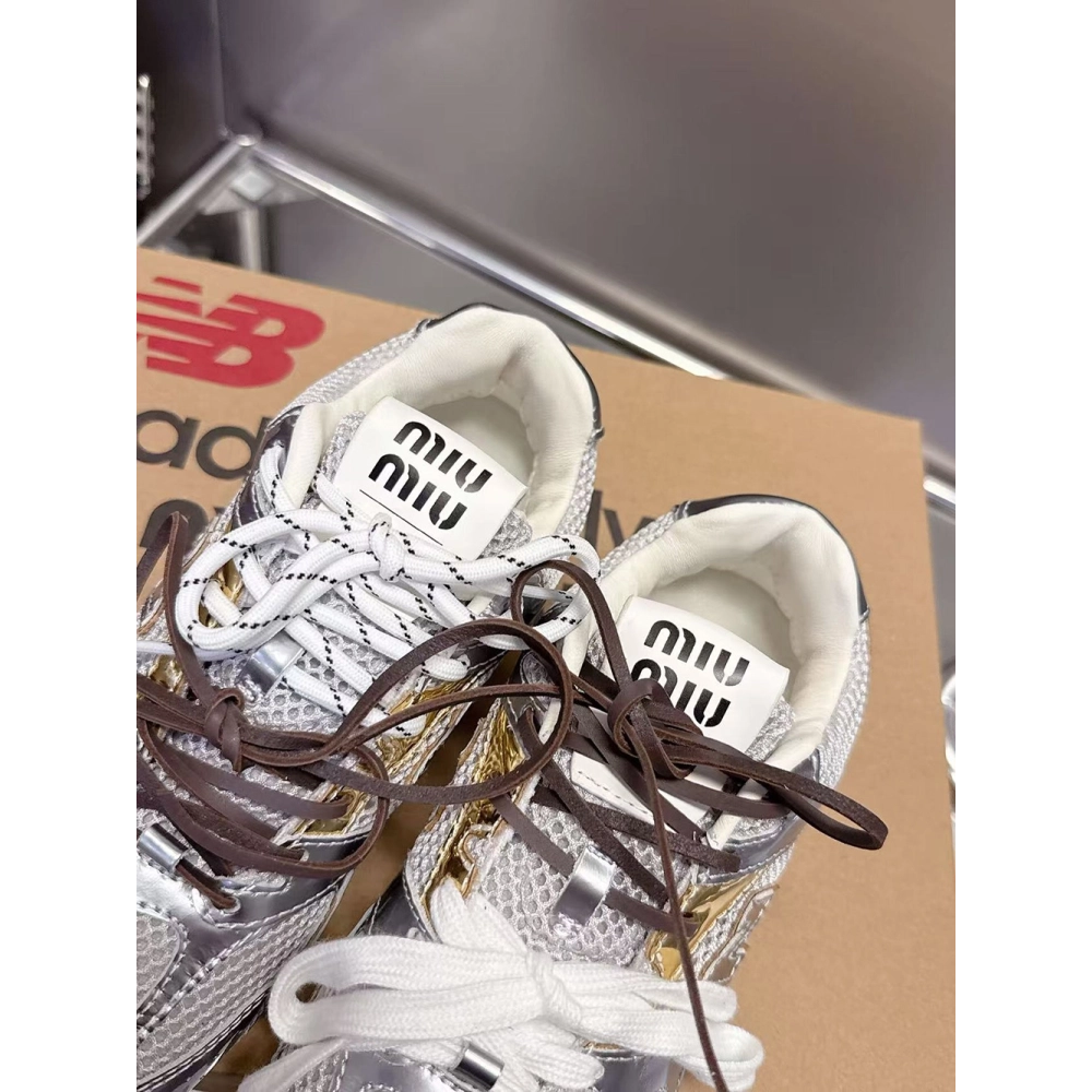 New Balance Miu Miu 530 SL metallic leather and mesh  sneakers,NEW BALANCE Shoes