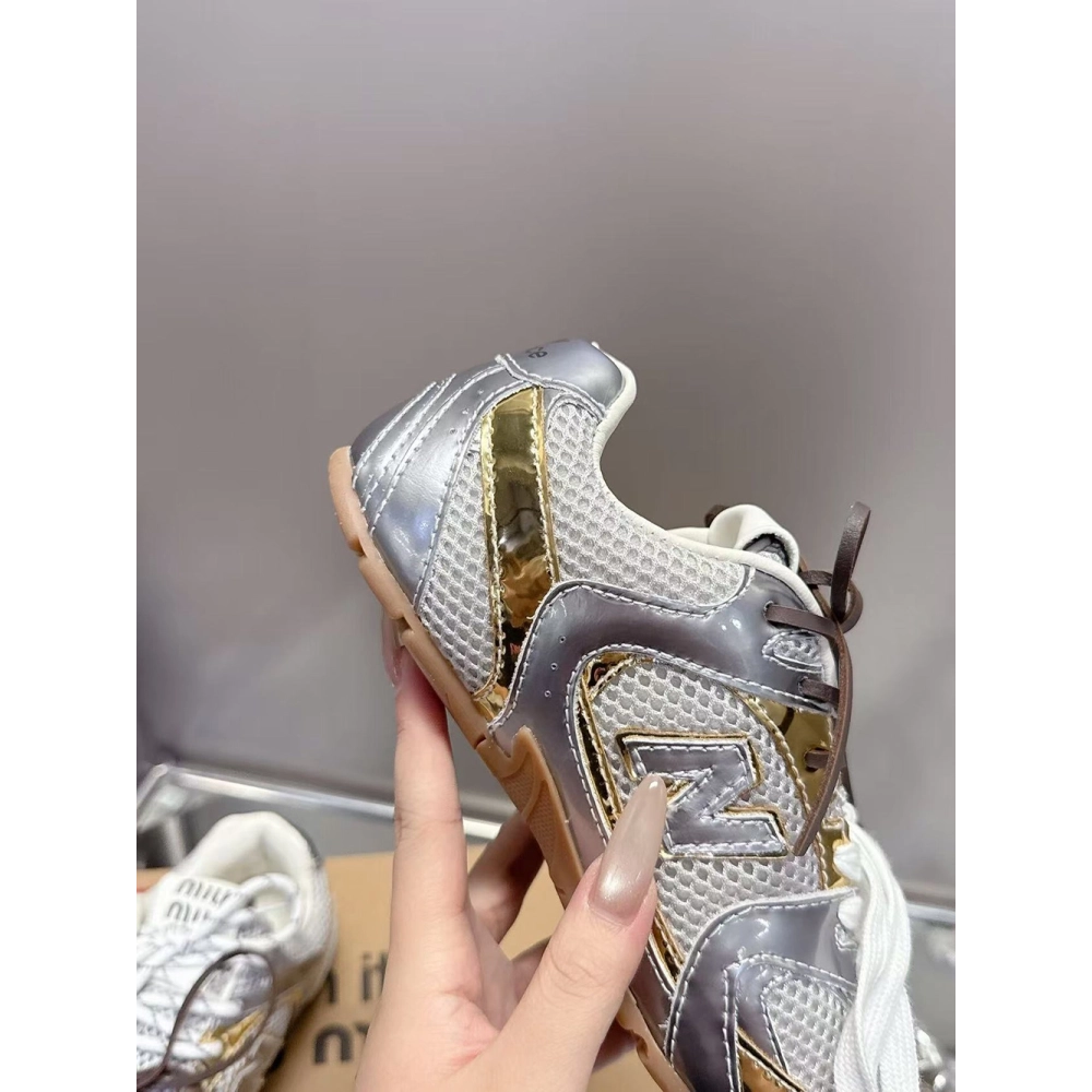 New Balance Miu Miu 530 SL metallic leather and mesh  sneakers,NEW BALANCE Shoes
