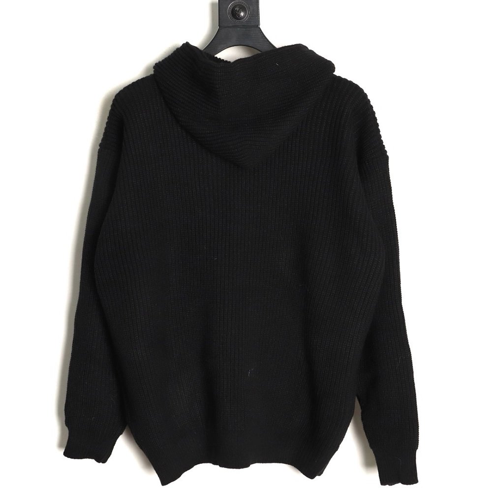 Celine Embroidered Logo Zippered Knit Hoodie,Celine