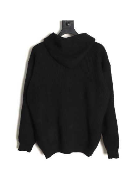 Celine Embroidered Logo Zippered Knit Hoodie,Celine