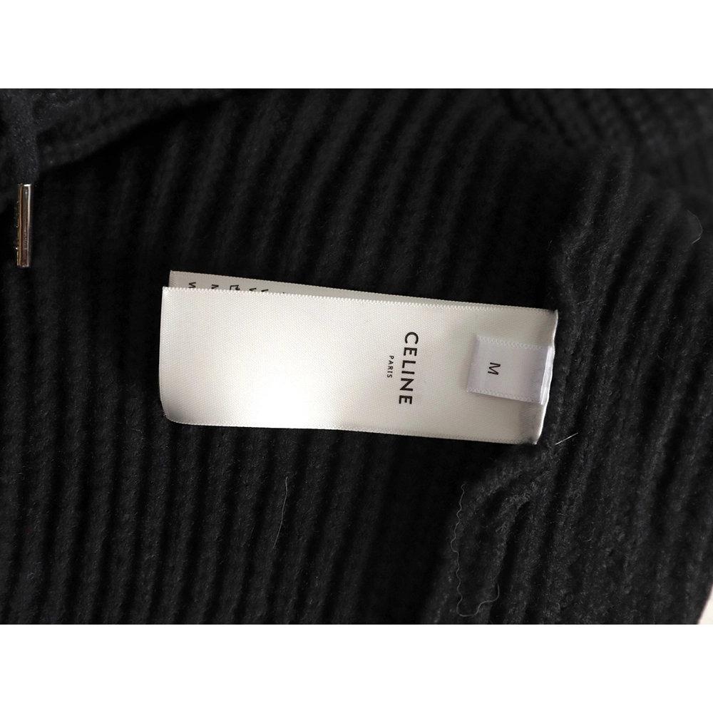 Celine Embroidered Logo Zippered Knit Hoodie,Celine