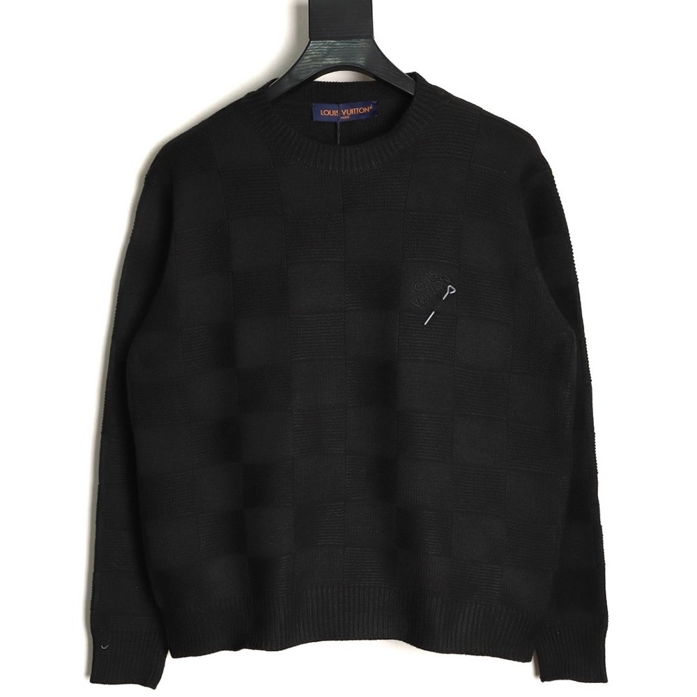 Louis Vuitton safety pin checkered crew neck sweater,Louis Vuitton