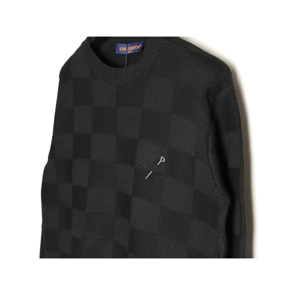 Louis Vuitton safety pin checkered crew neck sweater,Louis Vuitton
