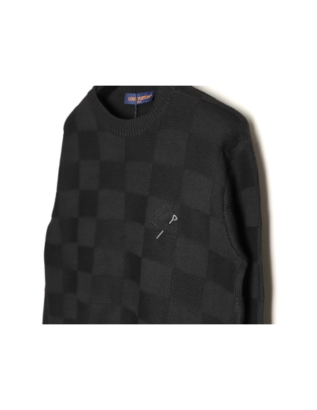 Louis Vuitton safety pin checkered crew neck sweater,Louis Vuitton
