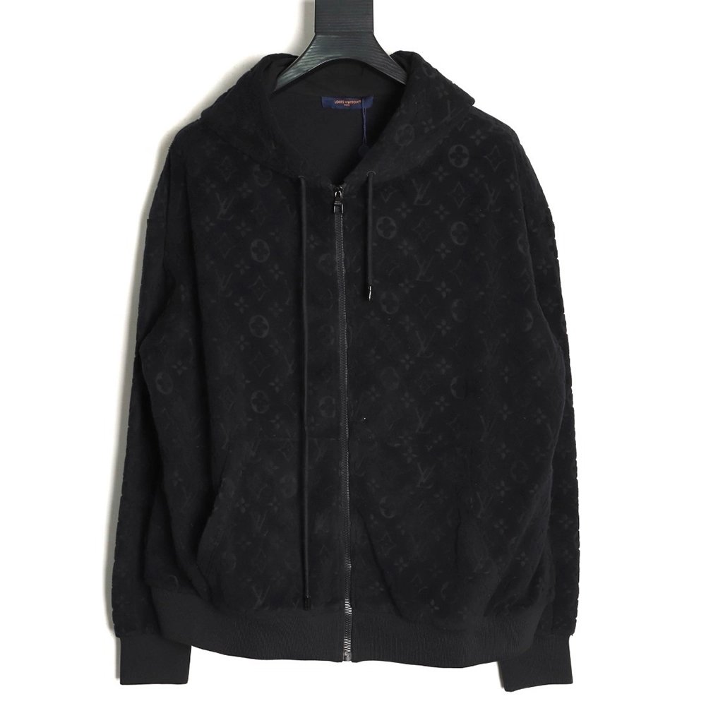 Louis Vuitton monogram print terry cloth zip-up jacket TSK1,Louis Vuitton
