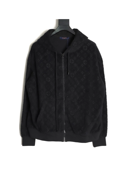 Louis Vuitton monogram print terry cloth zip-up jacket TSK1,Louis Vuitton
