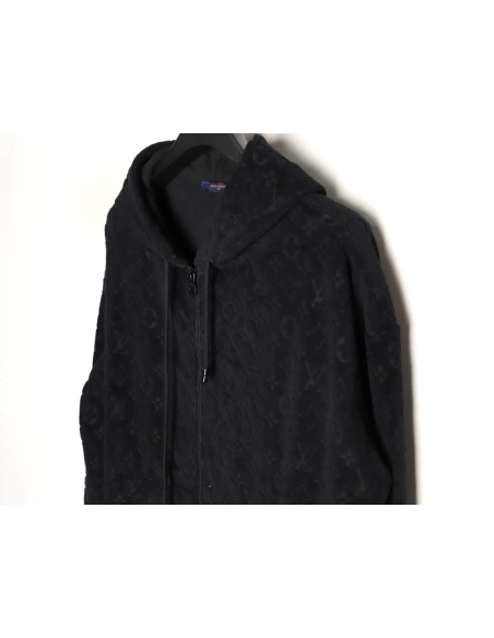 Louis Vuitton monogram print terry cloth zip-up jacket TSK1,Louis Vuitton