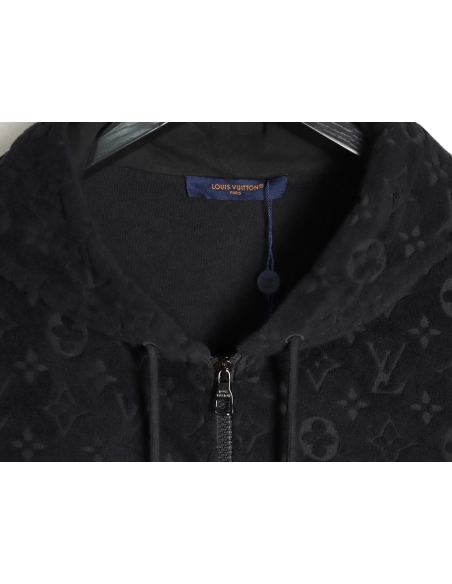 Louis Vuitton monogram print terry cloth zip-up jacket TSK1,Louis Vuitton