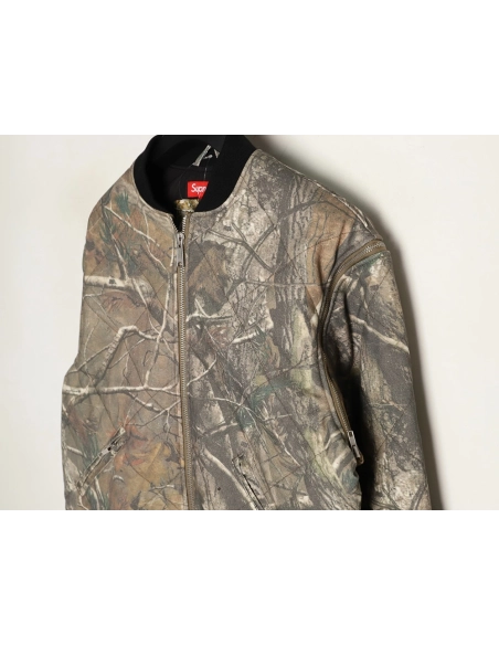 Supreme Detachable Zippered Sleeve Flight Jacket Vest Two-in-One Coat,Supreme